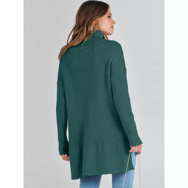 imageANRABESS Womens Oversized Turtleneck Sweater 2023 Winter Trendy Ribbed Knit Pullover Tunic SweaterDeep Green