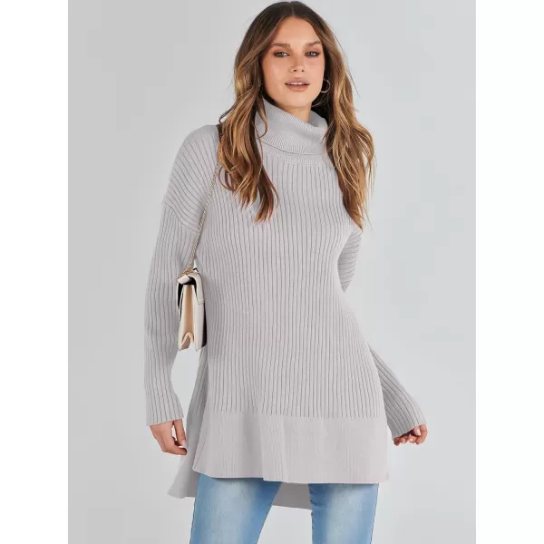 imageANRABESS Womens Oversized Turtleneck Sweater 2023 Winter Trendy Ribbed Knit Pullover Tunic SweaterGray