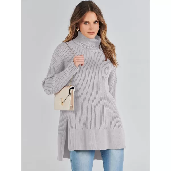 imageANRABESS Womens Oversized Turtleneck Sweater 2023 Winter Trendy Ribbed Knit Pullover Tunic SweaterGray
