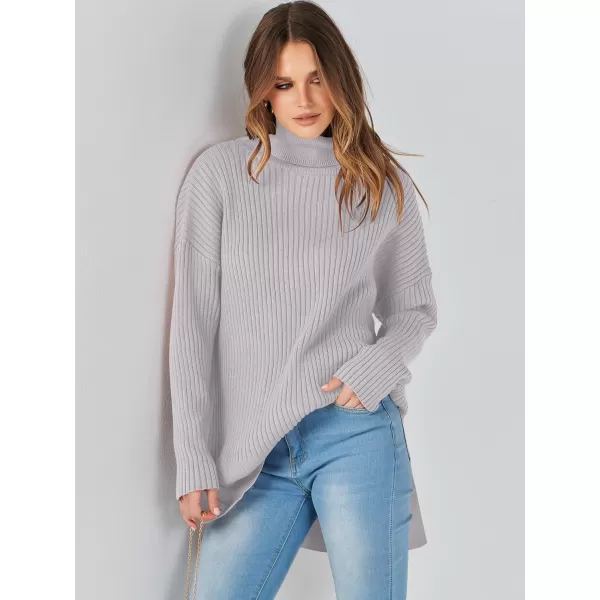imageANRABESS Womens Oversized Turtleneck Sweater 2023 Winter Trendy Ribbed Knit Pullover Tunic SweaterGray