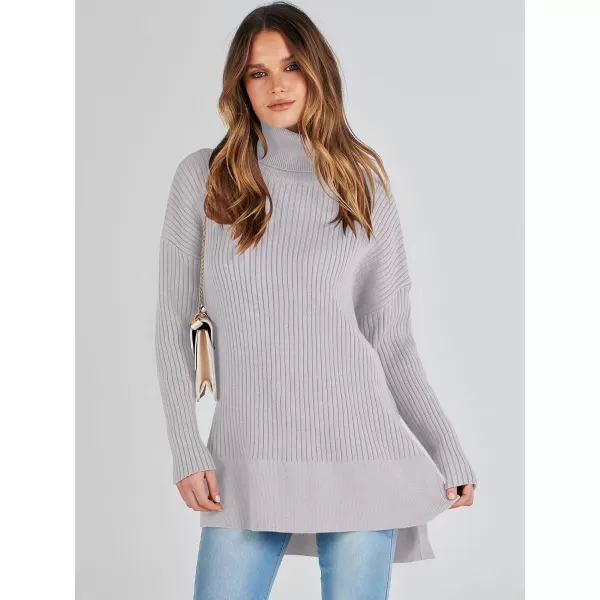 imageANRABESS Womens Oversized Turtleneck Sweater 2023 Winter Trendy Ribbed Knit Pullover Tunic SweaterGray