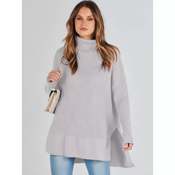 imageANRABESS Womens Oversized Turtleneck Sweater 2023 Winter Trendy Ribbed Knit Pullover Tunic SweaterGray