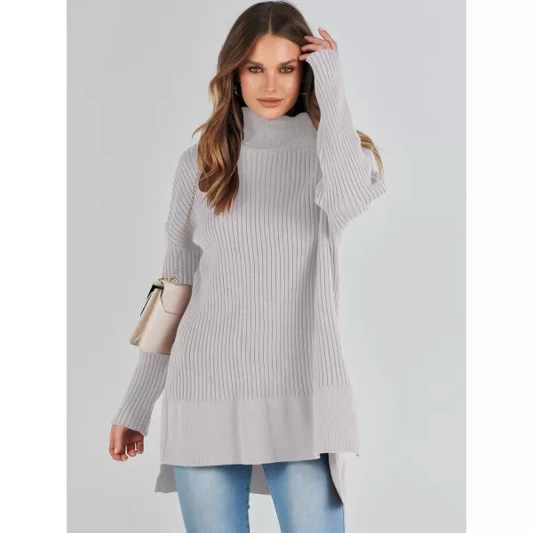 imageANRABESS Womens Oversized Turtleneck Sweater 2023 Winter Trendy Ribbed Knit Pullover Tunic SweaterGray
