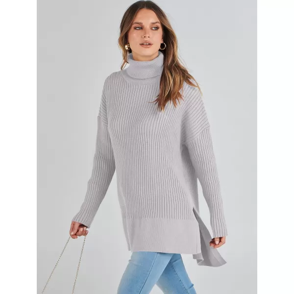 imageANRABESS Womens Oversized Turtleneck Sweater 2023 Winter Trendy Ribbed Knit Pullover Tunic SweaterGray