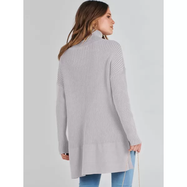 imageANRABESS Womens Oversized Turtleneck Sweater 2023 Winter Trendy Ribbed Knit Pullover Tunic SweaterGray