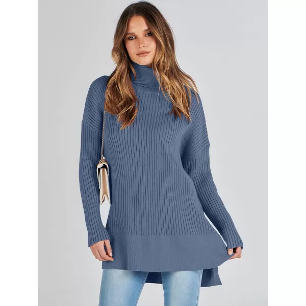 imageANRABESS Womens Oversized Turtleneck Sweater 2023 Winter Trendy Ribbed Knit Pullover Tunic SweaterIndigo