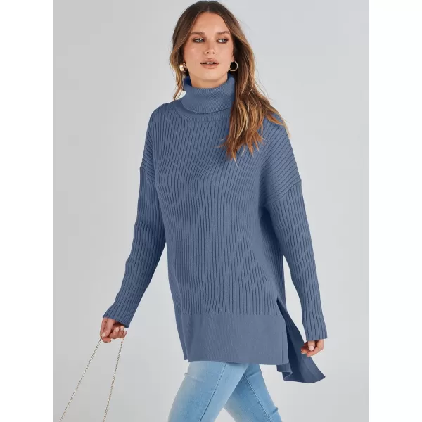 imageANRABESS Womens Oversized Turtleneck Sweater 2023 Winter Trendy Ribbed Knit Pullover Tunic SweaterIndigo
