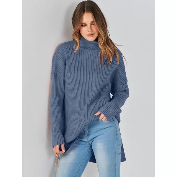 imageANRABESS Womens Oversized Turtleneck Sweater 2023 Winter Trendy Ribbed Knit Pullover Tunic SweaterIndigo