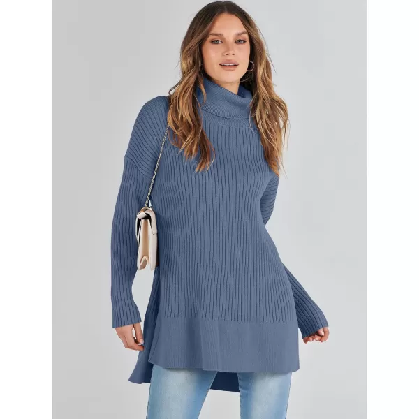 imageANRABESS Womens Oversized Turtleneck Sweater 2023 Winter Trendy Ribbed Knit Pullover Tunic SweaterIndigo