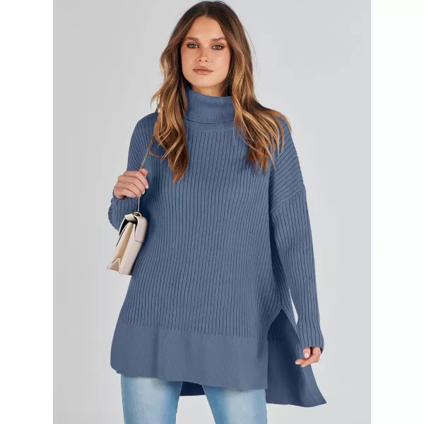 imageANRABESS Womens Oversized Turtleneck Sweater 2023 Winter Trendy Ribbed Knit Pullover Tunic SweaterIndigo
