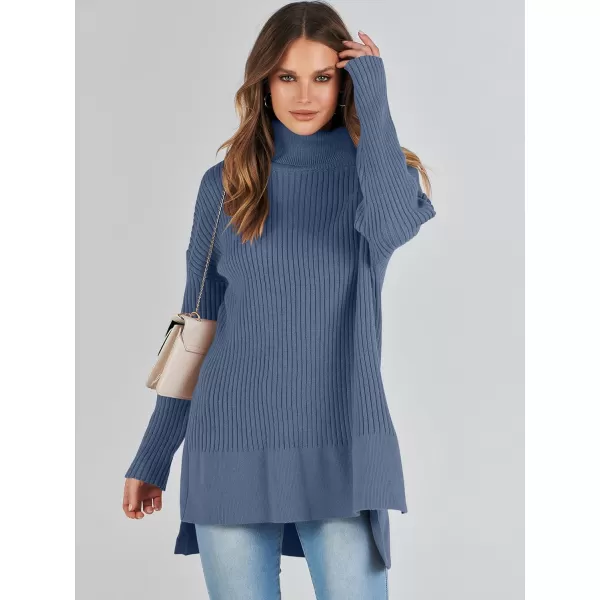 imageANRABESS Womens Oversized Turtleneck Sweater 2023 Winter Trendy Ribbed Knit Pullover Tunic SweaterIndigo