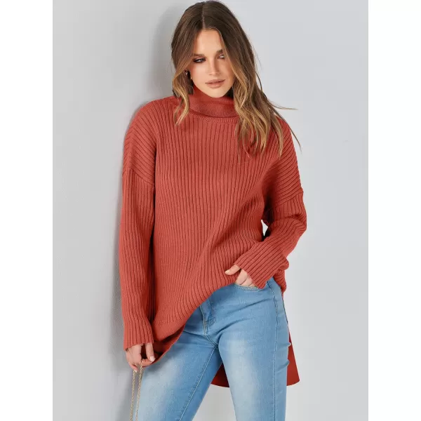 imageANRABESS Womens Oversized Turtleneck Sweater 2023 Winter Trendy Ribbed Knit Pullover Tunic SweaterRust