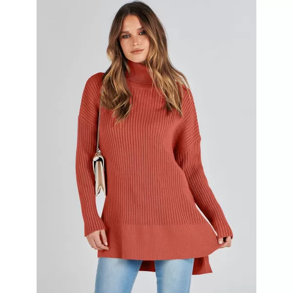 imageANRABESS Womens Oversized Turtleneck Sweater 2023 Winter Trendy Ribbed Knit Pullover Tunic SweaterRust