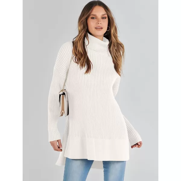 imageANRABESS Womens Oversized Turtleneck Sweater 2023 Winter Trendy Ribbed Knit Pullover Tunic SweaterWhite