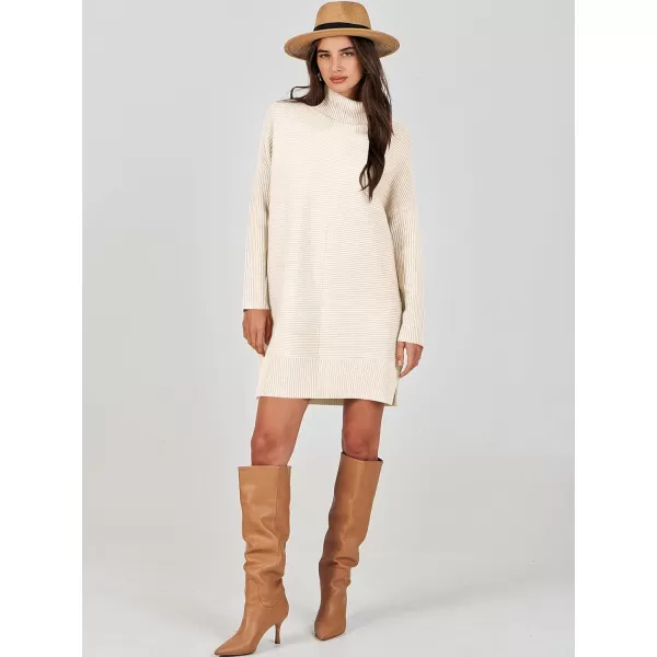 imageANRABESS Womens Oversized Turtleneck Sweaters Dress Pullover Batwing Sleeve Split Hem 2023 Winter Casual Short DressApricot