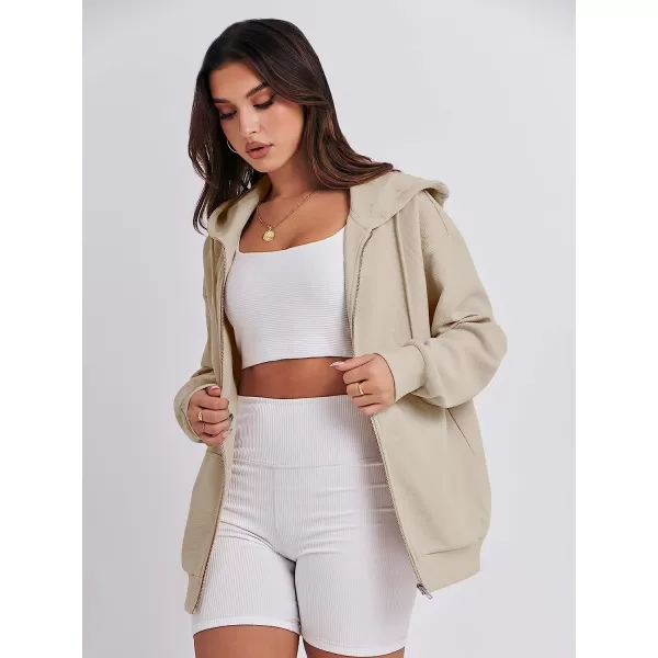 imageANRABESS Womens Oversized Zip Up Hoodies Long Sleeve Fall Casual Sweatshirts Jacket Trendy Y2k Hoodie with PocketBeige