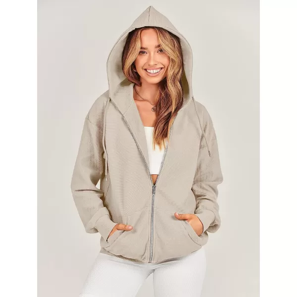 imageANRABESS Womens Oversized Zip Up Hoodies Long Sleeve Fall Casual Sweatshirts Jacket Trendy Y2k Hoodie with PocketBeige