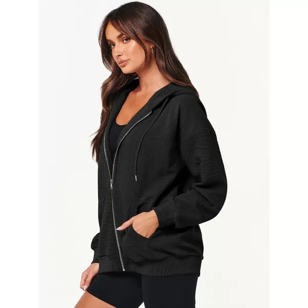 imageANRABESS Womens Oversized Zip Up Hoodies Long Sleeve Fall Casual Sweatshirts Jacket Trendy Y2k Hoodie with PocketBlack