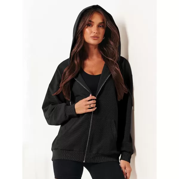 imageANRABESS Womens Oversized Zip Up Hoodies Long Sleeve Fall Casual Sweatshirts Jacket Trendy Y2k Hoodie with PocketBlack