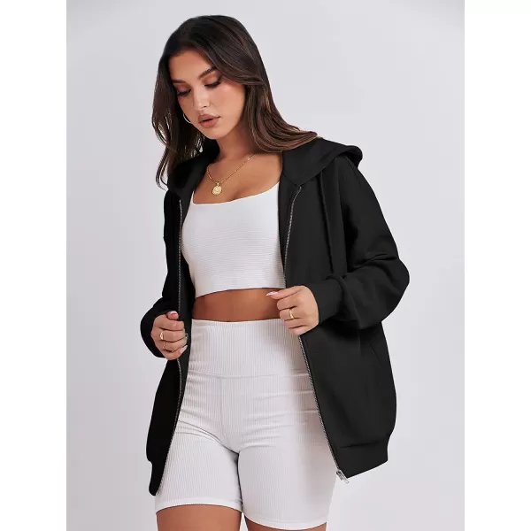 imageANRABESS Womens Oversized Zip Up Hoodies Long Sleeve Fall Casual Sweatshirts Jacket Trendy Y2k Hoodie with PocketBlack