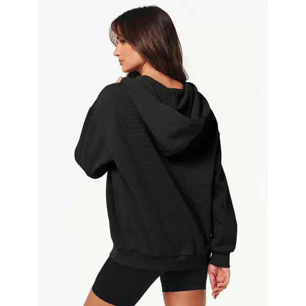 imageANRABESS Womens Oversized Zip Up Hoodies Long Sleeve Fall Casual Sweatshirts Jacket Trendy Y2k Hoodie with PocketBlack