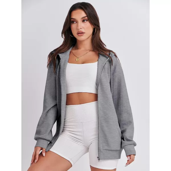 imageANRABESS Womens Oversized Zip Up Hoodies Long Sleeve Fall Casual Sweatshirts Jacket Trendy Y2k Hoodie with PocketDark Gray