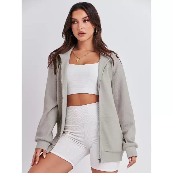 imageANRABESS Womens Oversized Zip Up Hoodies Long Sleeve Fall Casual Sweatshirts Jacket Trendy Y2k Hoodie with PocketGray