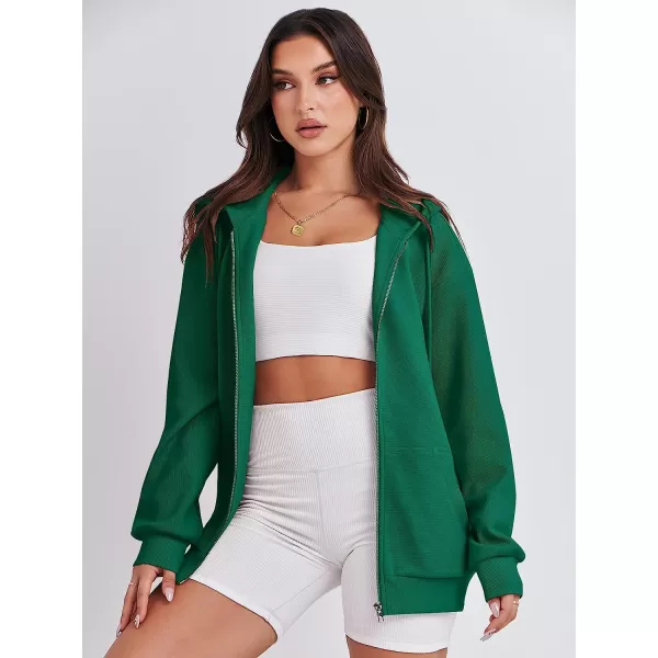 imageANRABESS Womens Oversized Zip Up Hoodies Long Sleeve Fall Casual Sweatshirts Jacket Trendy Y2k Hoodie with PocketGreen