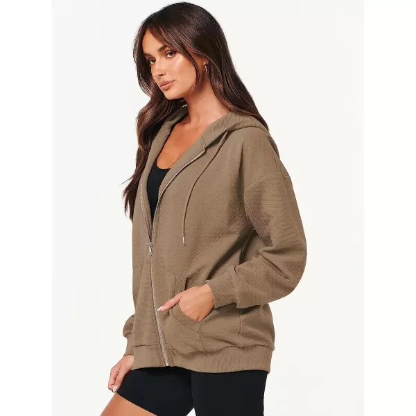 imageANRABESS Womens Oversized Zip Up Hoodies Long Sleeve Fall Casual Sweatshirts Jacket Trendy Y2k Hoodie with PocketKhaki
