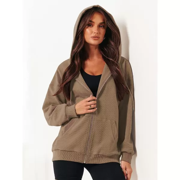 imageANRABESS Womens Oversized Zip Up Hoodies Long Sleeve Fall Casual Sweatshirts Jacket Trendy Y2k Hoodie with PocketKhaki