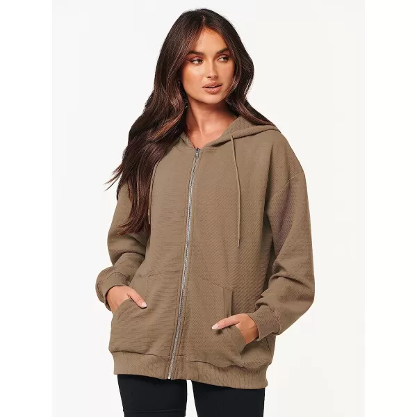 imageANRABESS Womens Oversized Zip Up Hoodies Long Sleeve Fall Casual Sweatshirts Jacket Trendy Y2k Hoodie with PocketKhaki