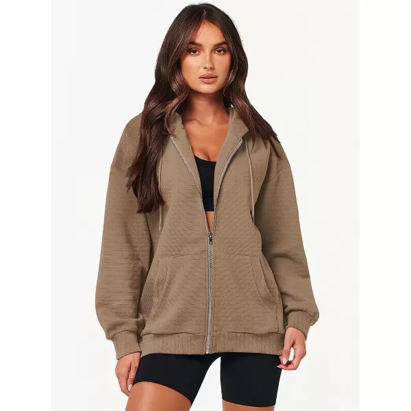 imageANRABESS Womens Oversized Zip Up Hoodies Long Sleeve Fall Casual Sweatshirts Jacket Trendy Y2k Hoodie with PocketKhaki