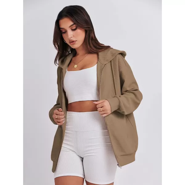 imageANRABESS Womens Oversized Zip Up Hoodies Long Sleeve Fall Casual Sweatshirts Jacket Trendy Y2k Hoodie with PocketKhaki