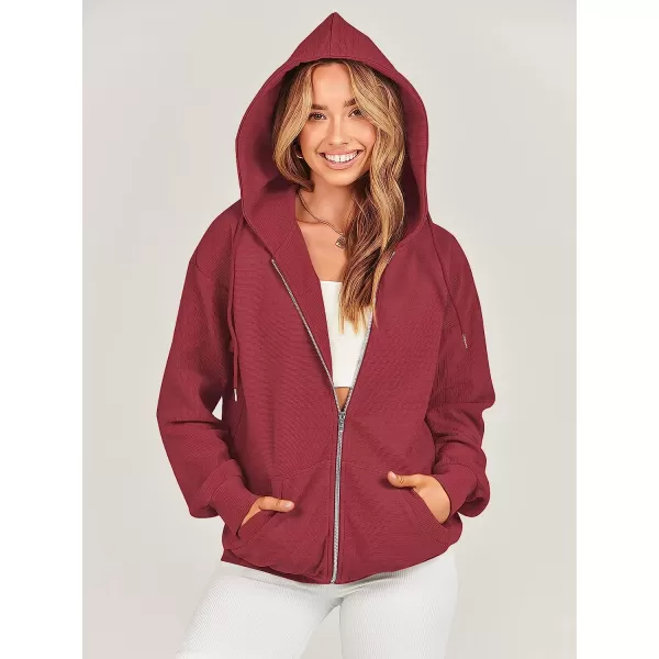 imageANRABESS Womens Oversized Zip Up Hoodies Long Sleeve Fall Casual Sweatshirts Jacket Trendy Y2k Hoodie with PocketRed