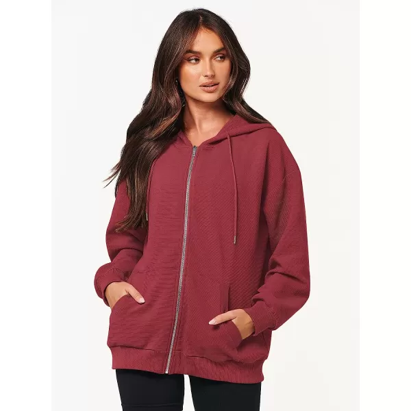 imageANRABESS Womens Oversized Zip Up Hoodies Long Sleeve Fall Casual Sweatshirts Jacket Trendy Y2k Hoodie with PocketRed