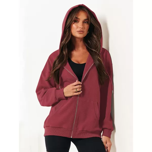 imageANRABESS Womens Oversized Zip Up Hoodies Long Sleeve Fall Casual Sweatshirts Jacket Trendy Y2k Hoodie with PocketRed