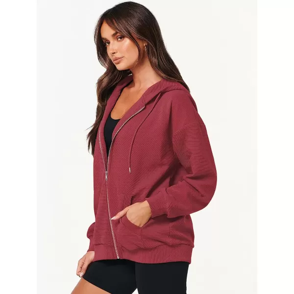 imageANRABESS Womens Oversized Zip Up Hoodies Long Sleeve Fall Casual Sweatshirts Jacket Trendy Y2k Hoodie with PocketRed