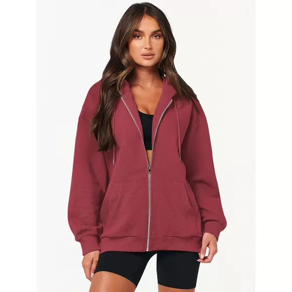 imageANRABESS Womens Oversized Zip Up Hoodies Long Sleeve Fall Casual Sweatshirts Jacket Trendy Y2k Hoodie with PocketRed