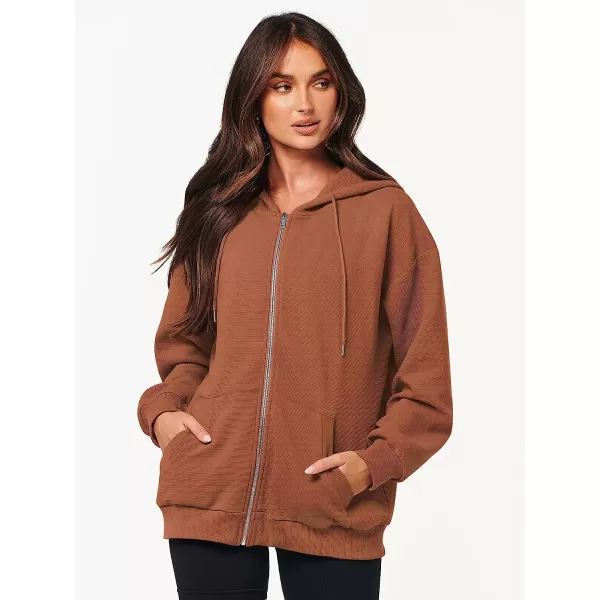 imageANRABESS Womens Oversized Zip Up Hoodies Long Sleeve Fall Casual Sweatshirts Jacket Trendy Y2k Hoodie with PocketRust