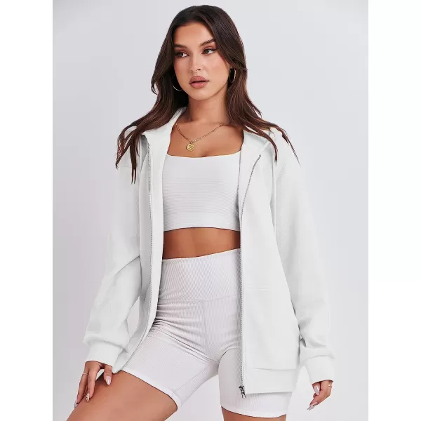 imageANRABESS Womens Oversized Zip Up Hoodies Long Sleeve Fall Casual Sweatshirts Jacket Trendy Y2k Hoodie with PocketWhite