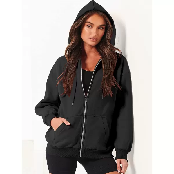 imageANRABESS Womens Oversized Zip Up Hoodies Sweatshirts Y2K Clothes Teen Girl Fall Casual Drawstring Jackets with PocketsBlack
