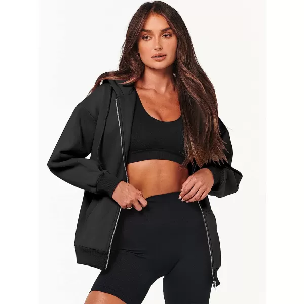 imageANRABESS Womens Oversized Zip Up Hoodies Sweatshirts Y2K Clothes Teen Girl Fall Casual Drawstring Jackets with PocketsBlack