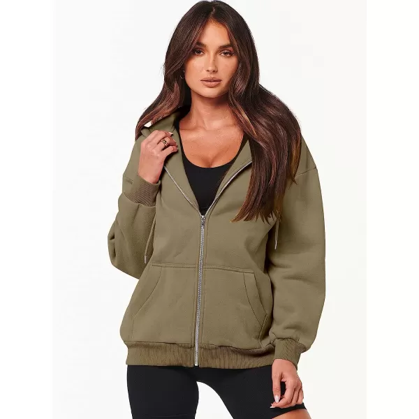 imageANRABESS Womens Oversized Zip Up Hoodies Sweatshirts Y2K Clothes Teen Girl Fall Casual Drawstring Jackets with PocketsBrown