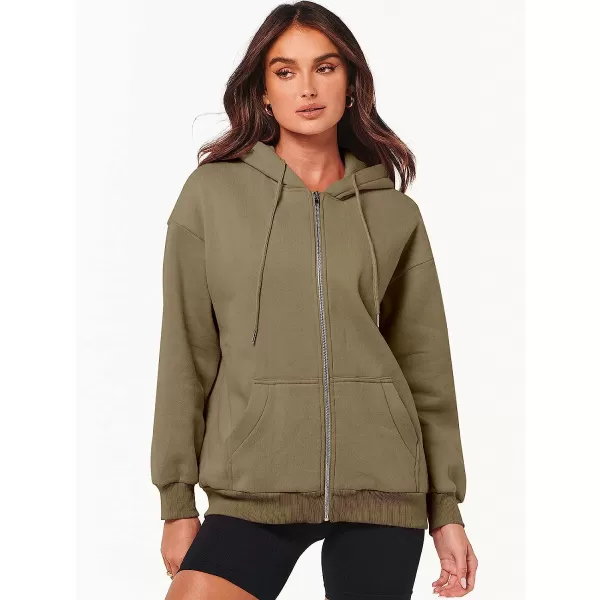 imageANRABESS Womens Oversized Zip Up Hoodies Sweatshirts Y2K Clothes Teen Girl Fall Casual Drawstring Jackets with PocketsBrown