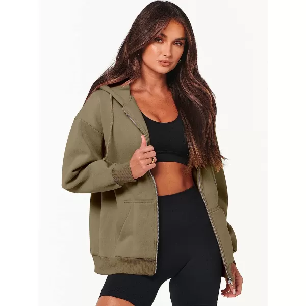 imageANRABESS Womens Oversized Zip Up Hoodies Sweatshirts Y2K Clothes Teen Girl Fall Casual Drawstring Jackets with PocketsBrown