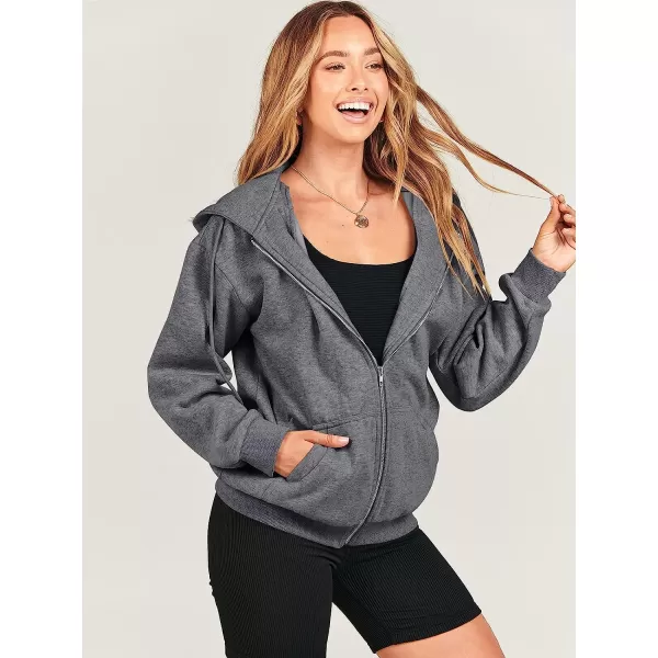 imageANRABESS Womens Oversized Zip Up Hoodies Sweatshirts Y2K Clothes Teen Girl Fall Casual Drawstring Jackets with PocketsDark Grey