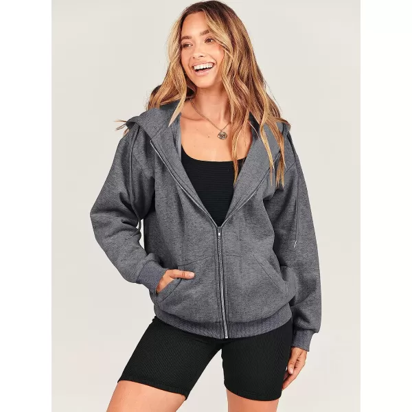 imageANRABESS Womens Oversized Zip Up Hoodies Sweatshirts Y2K Clothes Teen Girl Fall Casual Drawstring Jackets with PocketsDark Grey