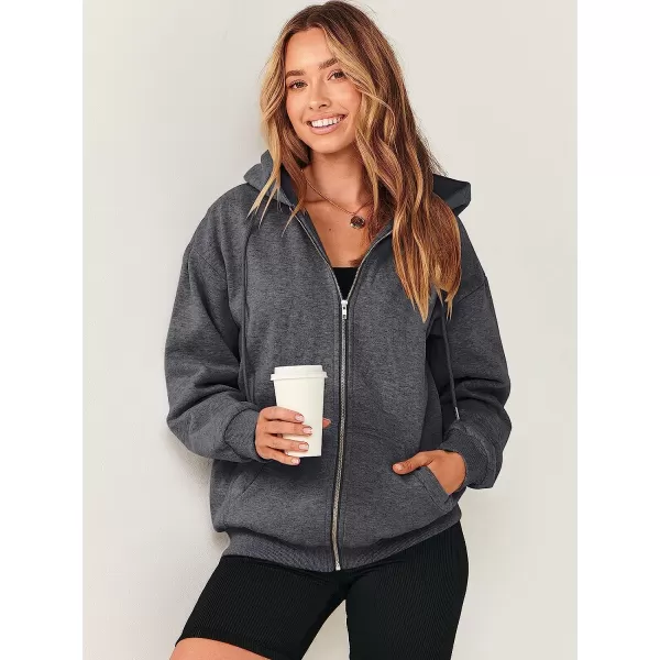 imageANRABESS Womens Oversized Zip Up Hoodies Sweatshirts Y2K Clothes Teen Girl Fall Casual Drawstring Jackets with PocketsDark Grey