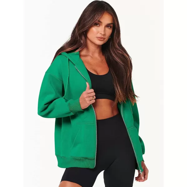 imageANRABESS Womens Oversized Zip Up Hoodies Sweatshirts Y2K Clothes Teen Girl Fall Casual Drawstring Jackets with PocketsGrass