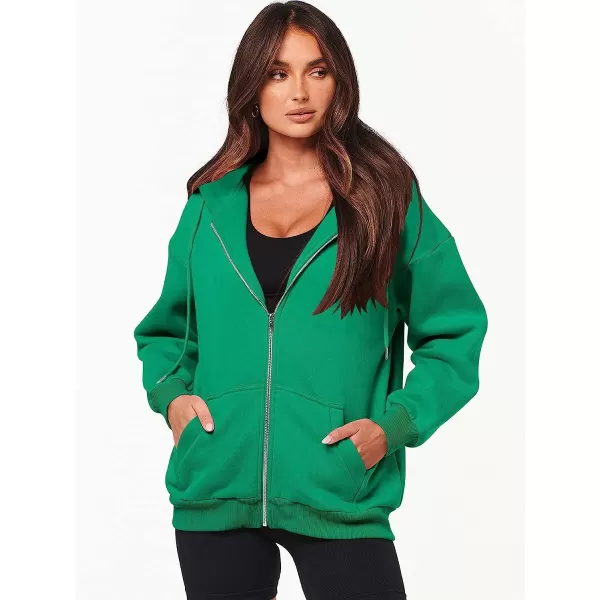 imageANRABESS Womens Oversized Zip Up Hoodies Sweatshirts Y2K Clothes Teen Girl Fall Casual Drawstring Jackets with PocketsGrass